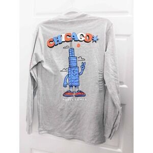 New Willis Tower Chicago Gray‎ Longsleeve T-Shirt sz S